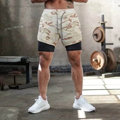 Men's fitness shorts with double layer