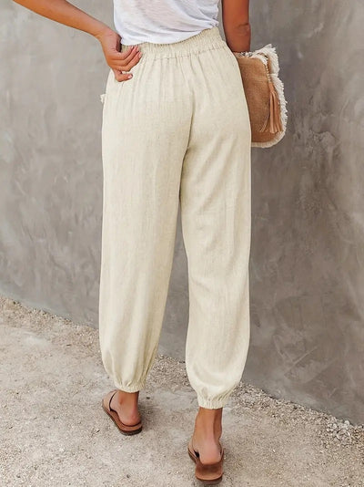 Women's comfortable elastic waist pants