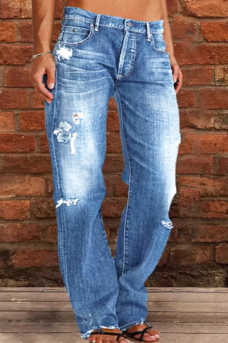 Womens casual straight denim jeans