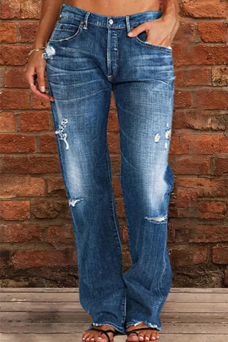 Womens casual straight denim jeans