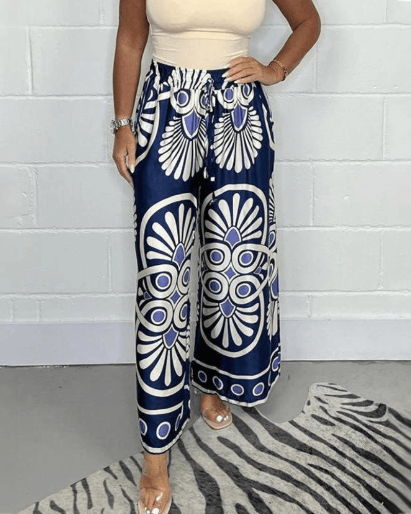 Wide-Leg Printed Pants for Women