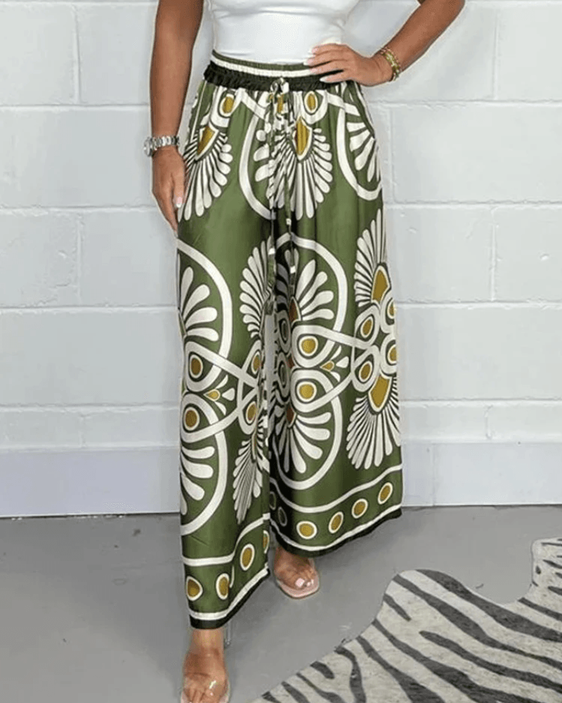 Wide-Leg Printed Pants for Women