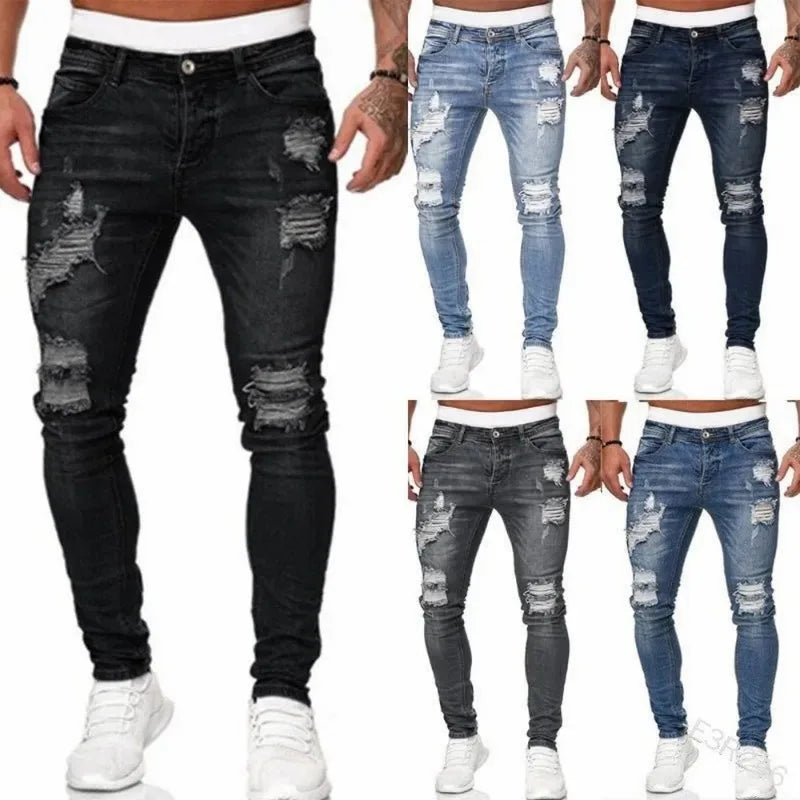 Men's flocked skinny jeans