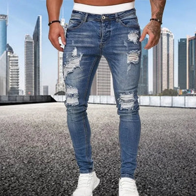 Men's flocked skinny jeans