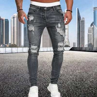 Men's flocked skinny jeans