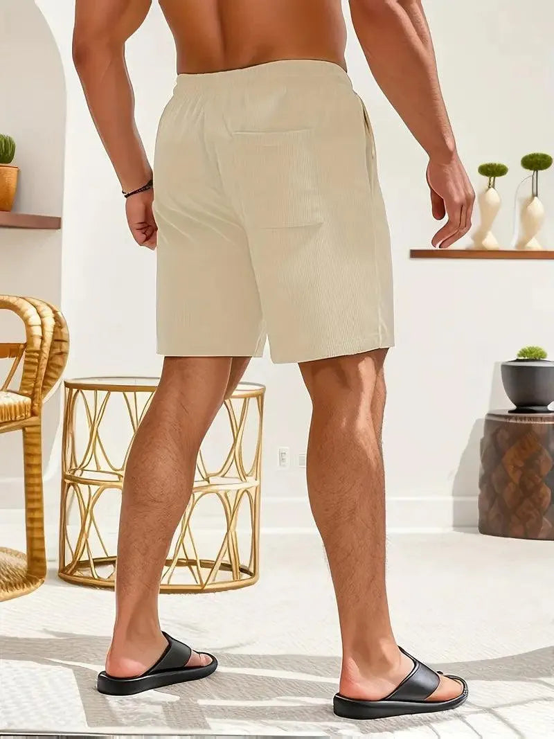 Men’s Casual Shorts - Breathable Lightweight Fabric - Elastic Waistband with Drawstring