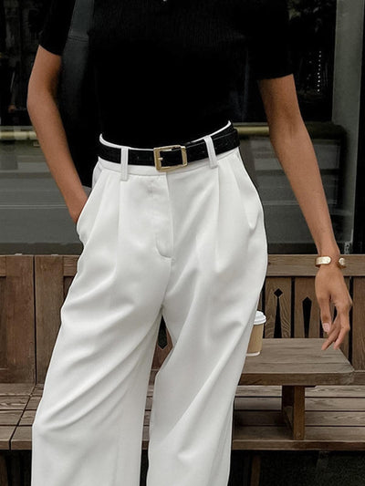 Wide-Leg Pleated Pants for Women