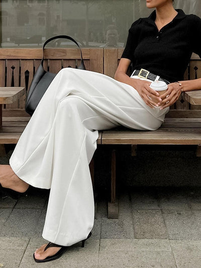 Wide-Leg Pleated Pants for Women