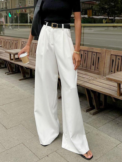 Wide-Leg Pleated Pants for Women