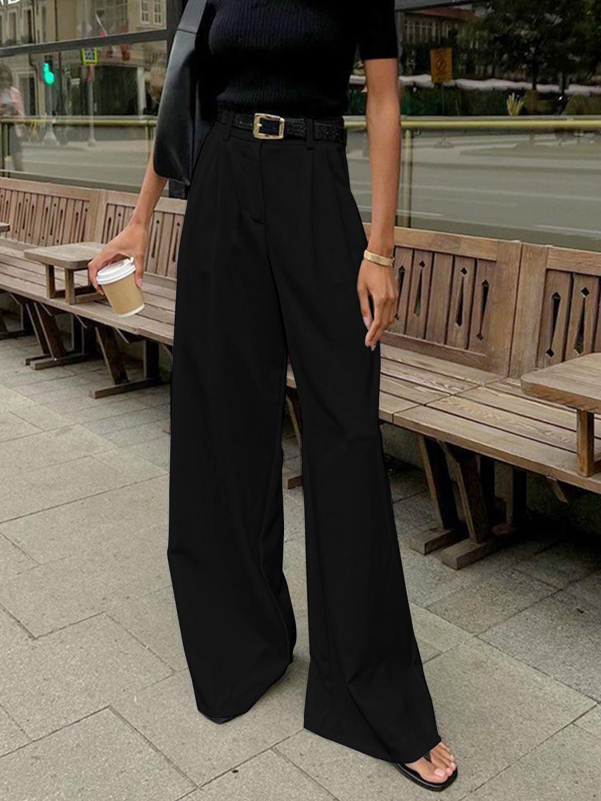 Wide-Leg Pleated Pants for Women