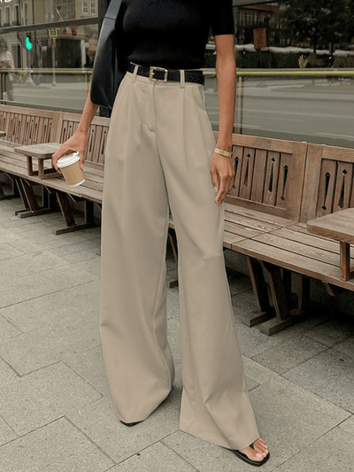 Wide-Leg Pleated Pants for Women