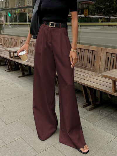 Wide-Leg Pleated Pants for Women