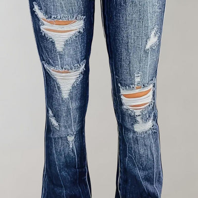 Women's flared ripped pants