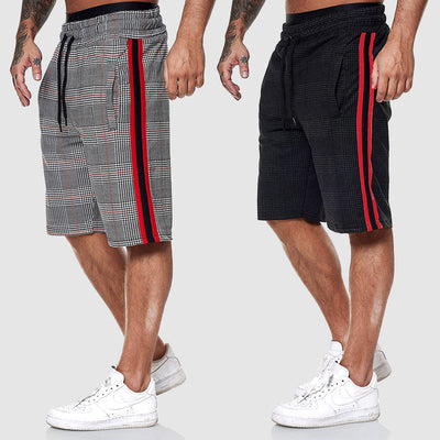 Men's drawstring checkered shorts with elastic waistband