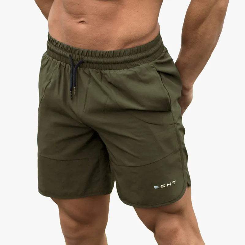 Men’s Athletic Shorts - Breathable Lightweight Fabric - Elastic Waistband with Drawstring - Mid-Thigh Length