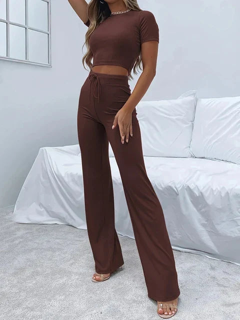 Women's colored crossbody wide leg pants