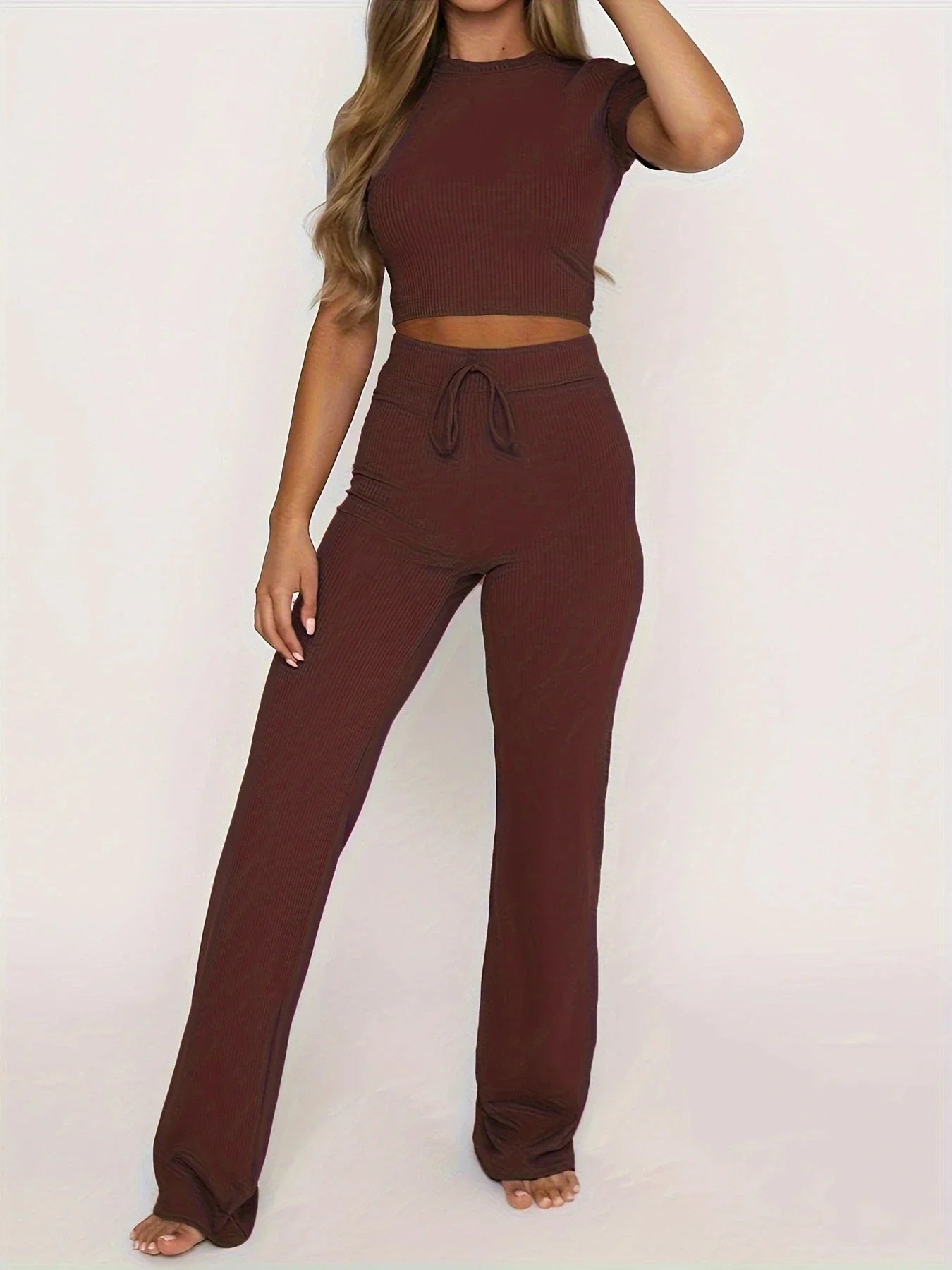 Women's colored crossbody wide leg pants