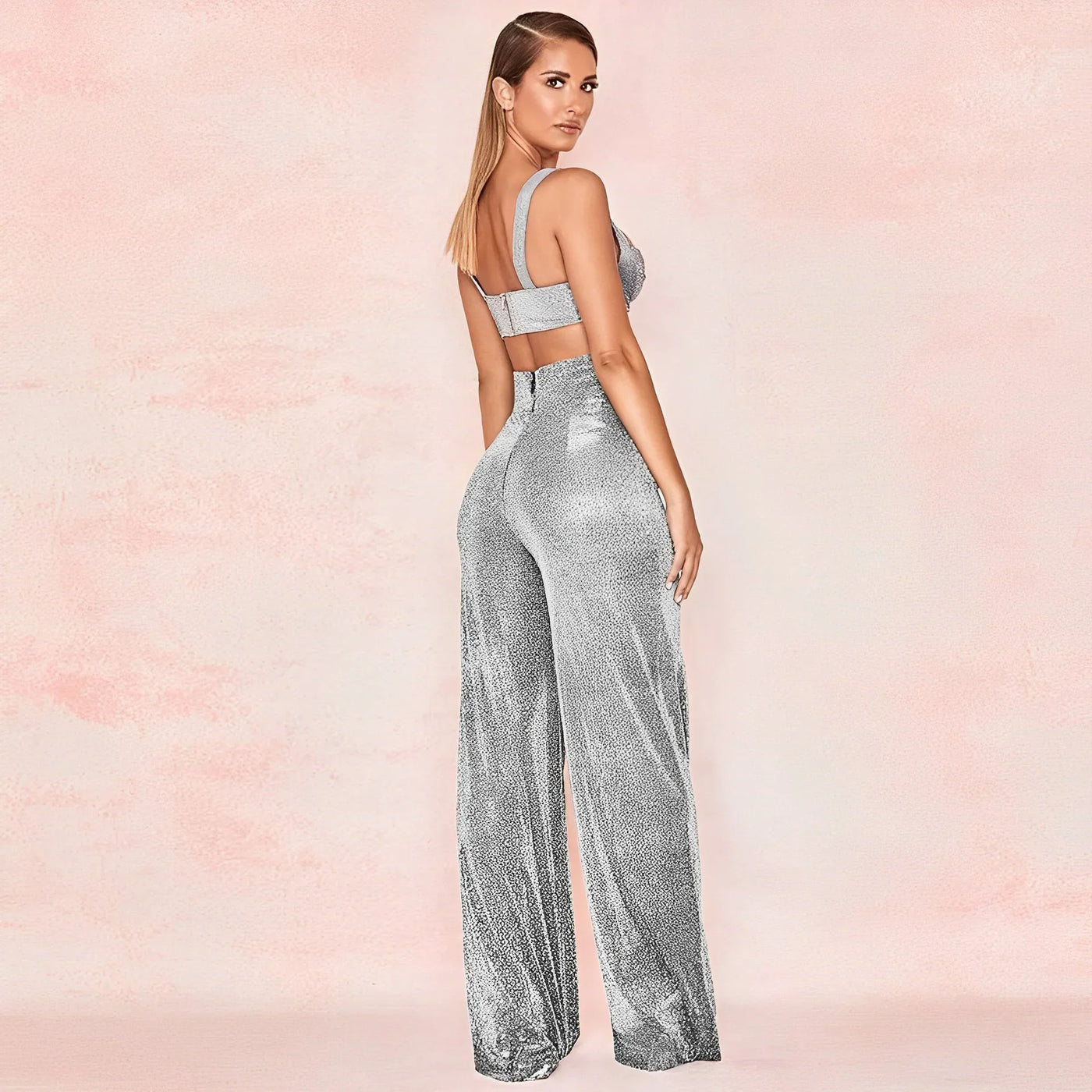 Women's fashion high waisted wide leg pants