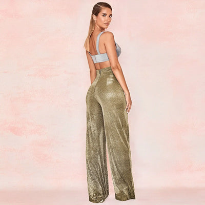 Women's fashion high waisted wide leg pants