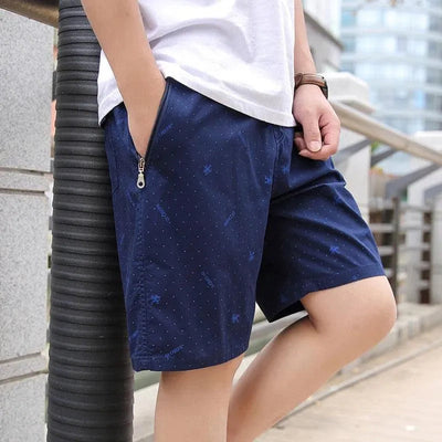 Men’s Casual Shorts - Breathable Cotton Blend - Relaxed Fit - Knee-Length - Zipper Pocket